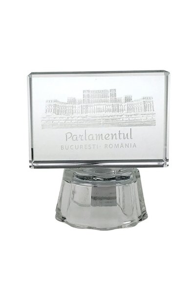 OEM Decorațiune din sticlă cu LED, Palatul Parlamentului, 6x7cm, Transparentă