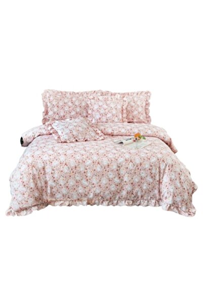 OEM Lenjerie de pat de lux, bumbac, design cu volane, 6 piese, pentru 2 perso...