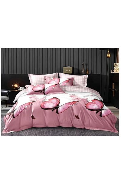 OEM Double Bedding Set 6 Pieces, 2 Persons, 180x200 cm, Adorable Butterfly Print, Multicolor