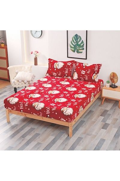 OEM Bed Cover Cocolino with Christmas Festive Print, Santa Claus, 3 pieces, 2 persons, 180x200cm, Multic