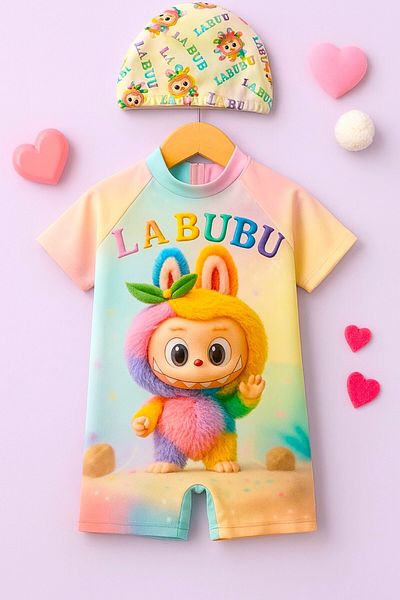 DeKuBaby New Season Cute Character Printed Boned Fast Drying Featured Girl's Jumpsuit Swimsuit