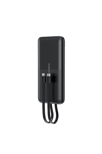 CHOETECH Baterie externă 10000 mAh 22.5W USB-A USB-C micro USB cu cablu USB-C și Lightning - negru
