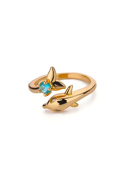 Eva Grace Anita gold dolphin ring made of stainless steel, adjustable