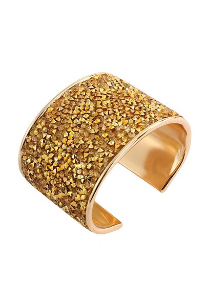 Eva Grace Nelda bracelet, gold, wide, with stones, adjustable