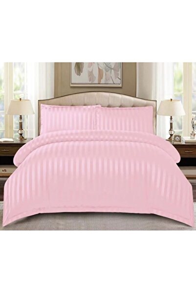 OEM Double Bedding Set - Spring, Damask, Elastic Sheet, 4 Pieces, Pink, 180x200 cm
