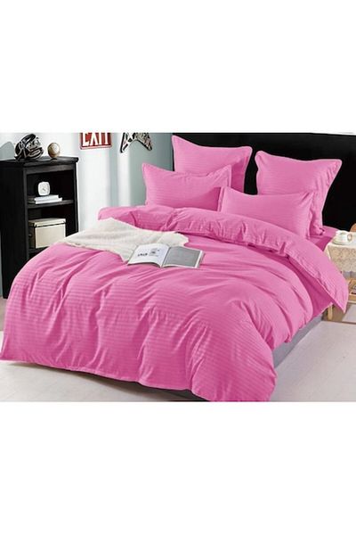OEM Double Bedding Set Sonia-Home Damask Style Finet, Uni, 6 Pieces, 2 Persons, 220x240cm, Bright Pink