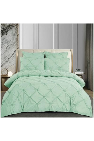 OEM Double Bed Linen, Embroidered Model, Finet, 6 Pieces, 2 People, Uni, 180x200cm, Duck Egg Green