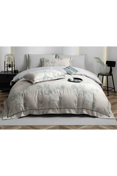 OEM Luxury Bedding Set, Jojo Home, Fine Cotton, 6 Pieces, Floral Pattern, Cream-Grey