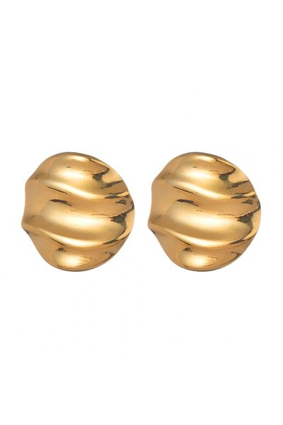 Eva Grace Yvette earrings, gold, round, vintage style, made of stainless steel - Glamour Collection