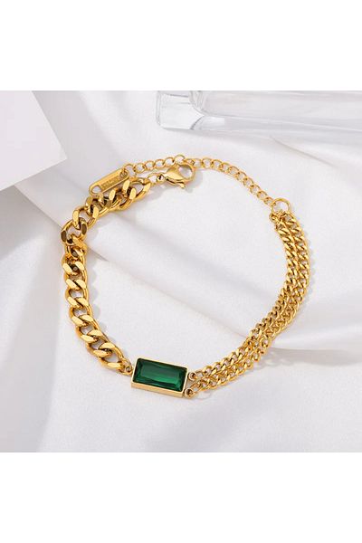 Eva Grace Lori bracelet, gold, made of 18K gold-plated stainless steel, with geometric pattern