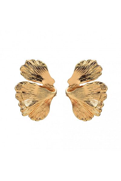 Eva Grace Lillian earrings, gold, in the shape of overlapping petals