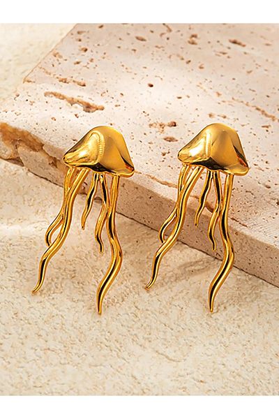 Eva Grace Medusa earrings, gold, in the shape of a jellyfish, made of stainless steel