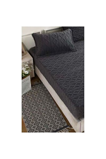 OEM Bedspread and 2 pillowcases, Cocolino, Knit, 3 pieces, Double bed, 180x200cm, Dark grey