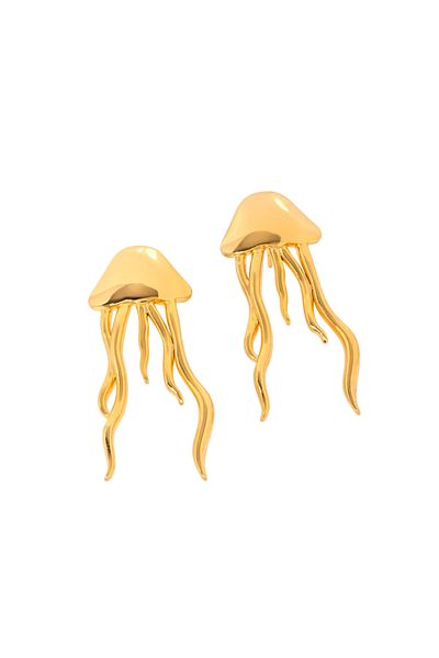 Eva Grace Medusa earrings, gold, in the shape of a jellyfish, made of stainless steel