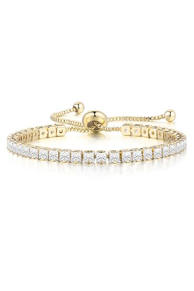 Eva Grace Charmaine tennis bracelet, gold, with zirconia, adjustable