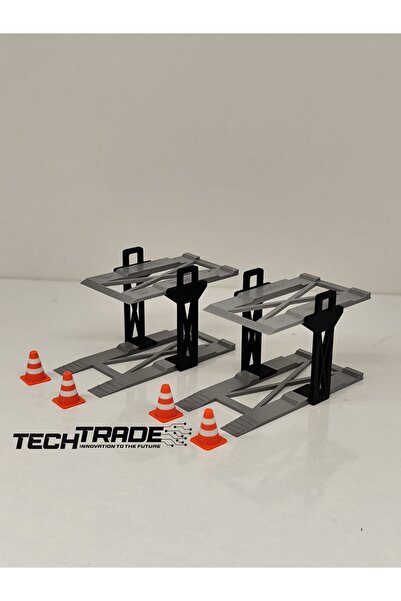 Tech Trade 1/64 Ölçek Diorama 2 Araçlık Lift 2 adet Siyah-Gri + 4 Adet Duba