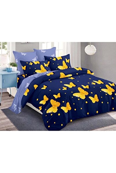 OEM Double Bed Set, Spring, Finet, 6 Pieces, Yellow Butterfly Print, 230x250cm