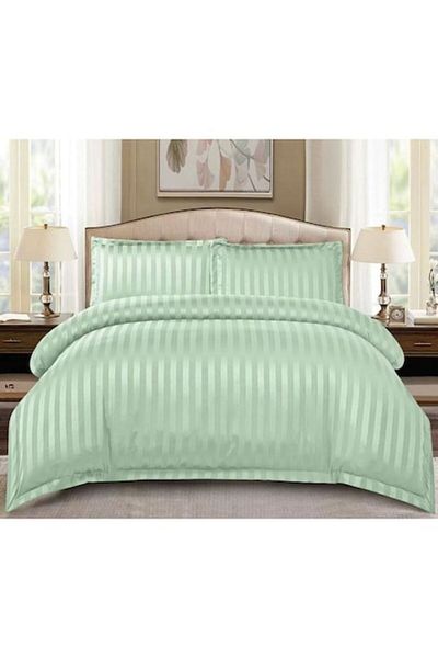 OEM Double Bed Linen Spring Damask Elastic Sheet 4 Pieces 180x200cm Duck Egg Green