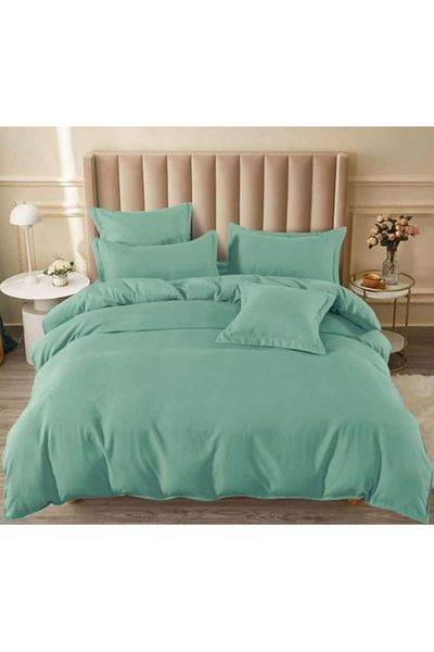 Pucioasa Double bed linens, Pucioasa, Uni, 6 pieces, 2 persons, 180x200cm, Finet Satin, Duck Egg Green