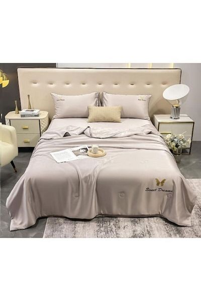 OEM Double Bedding with Summer Duvet, Uni, 4 Pieces, 2 Persons, 245x250cm, Silk, Cream