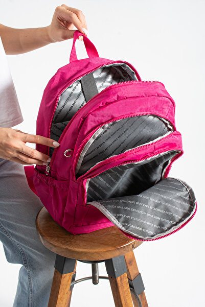 KASVA DERİ School Bag New Season Unisex Backpack Multi-Eye Water Resistant Crinkle Fabric Bag