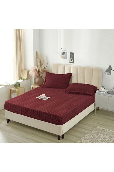OEM Husa si 2 fete perna, Cocolino, Sherpa Throw, Tricot, 3 Piese, 180x200cm, Bordo