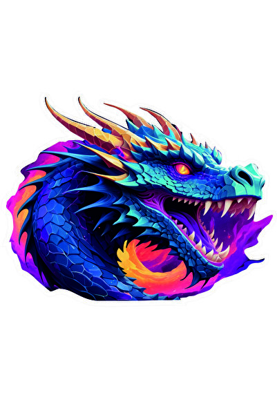 Altınuç Art Design 10x10 cm Ejderha Sticker Araba Motor Kask Defter Masa