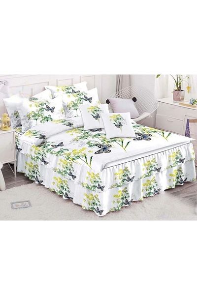 OEM Double Bedding Set, Ruffled Sheet, Spring, Floral Print, 6 Pieces, 2 Persons, Finet, 200x230cm