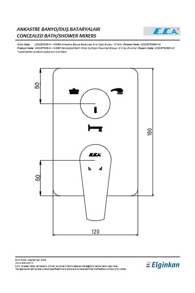 Eca Niobe Concealed Bathroom Faucet Surface Mounted 3 Way