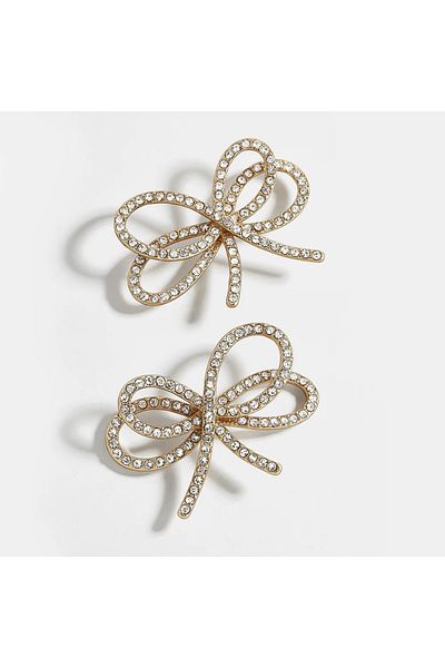 Eva Grace Myla earrings, gold, decorated with stones, in the shape of a bow
