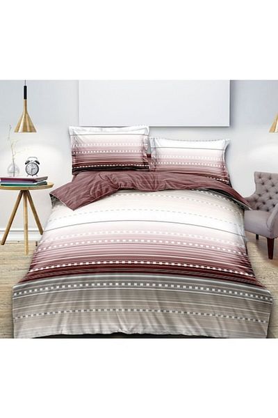 OEM Double Bed Linen with Elastic, 4 Pieces, 180x200cm, Finet Multicolor Stripes