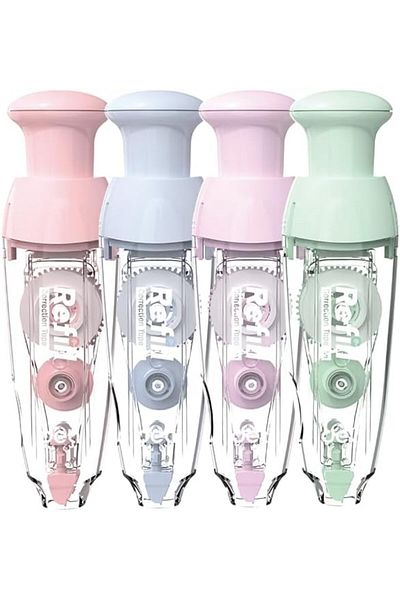 Deli EH375 – Refillable Correction Tape (5mm × 6m) – Pink/Purple/Blue/Green