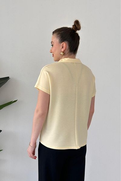 MaziButik Modal Polo Blouse Yellow