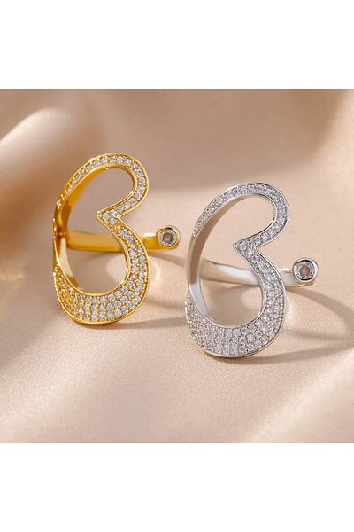 Eva Grace Alyana ring, silver, made of stainless steel, decorated with zirconia, heart-shaped, adjustable