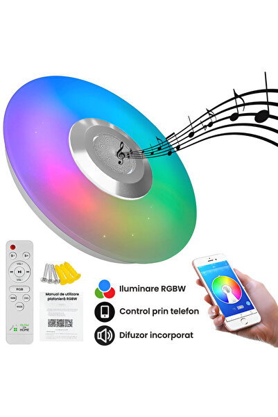 GlowforHome Plafoniera LED RGBW Smart GlowforHome, lumina reglabila, Bluetoot...