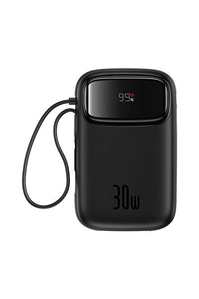 Baseus Baterie externă QPow 2 30W 10000mAh cu cablu USB-C încorporat - Negru