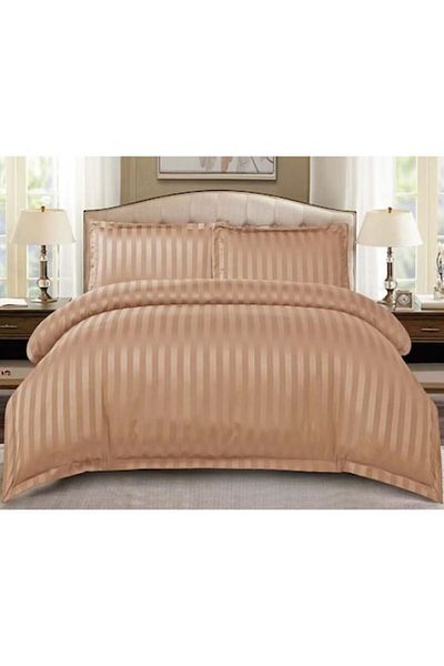 OEM Double Bed Sheet Set, Spring, Damask, Elastic Sheet, 4 Pieces, 2 Persons, Uni, 180x200cm, Coffee wit