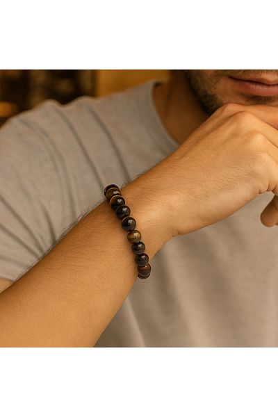 Safnaturel Igsl Certified Tiger Eye 8 mm Natural Stone Bracelet
