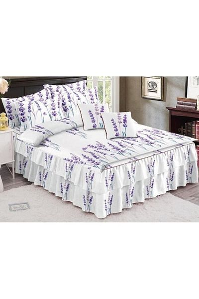 Pucioasa Double bed linen, fitted sheet, Pucioasa, Finet, 6 pieces, 2 persons, Lavender print,