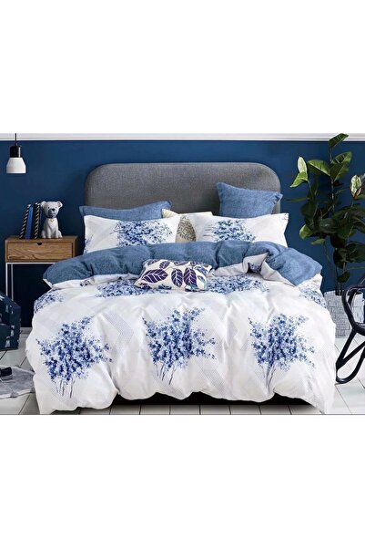 JOJO HOME Bed linen, Jojo Home, 4 pieces, 1 person, Blue Denim Flowers print, 155x230cm, Finet