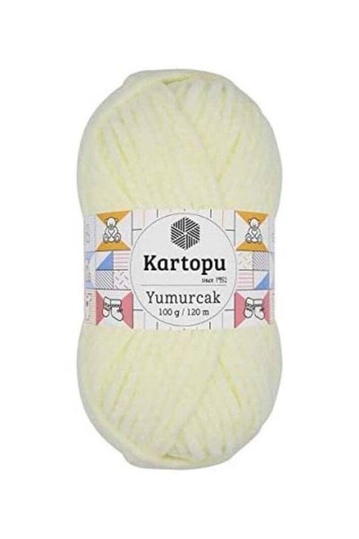 Kartopu K335 Yumurcak Yarn – 100g, 120m, Cream | Soft Velvety Polyester for B...