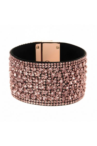 Eva Grace Keysha wide bracelet with rose gold stones and magnetic closure
