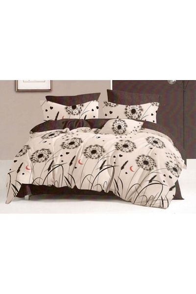 OEM Double Bed Linen, Finet, 6 Pieces, Papadie Print, 250x230cm, Beige Multi-color