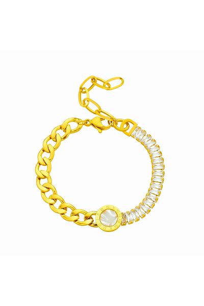 Eva Grace Victoria bracelet, gold, made of 18K gold-plated stainless steel, decorated with zirconia