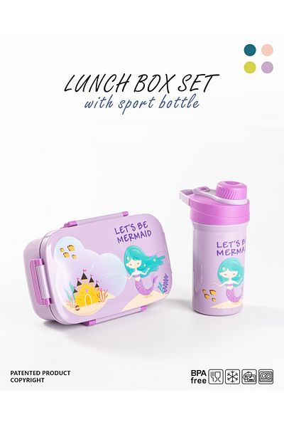 Mobcos Students Lunch Box with Water Bottle Set Double Layer Lunch Box,Fork 1800ml and Drink Cup 500ml