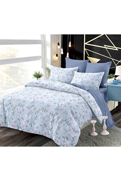 OEM Lenjerie de Pat Dublu, Primavara, Finet, Cearsaf cu Elastic, Imprimeu Floral, 6 piese, 2 persoane, 1