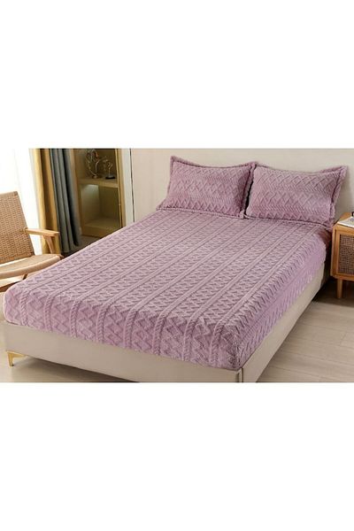 OEM Bed Cover Cocolino with 2 Pillowcases, Tricot Style, Uni, 3 Pieces, 2 Persons, 180x200cm, Lilac