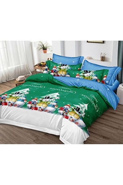 OEM Lenjerie de pat Craciun, Finet, 6 piese, 2 persoane, 230x250cm, Multicolor, Oameni de Zapada