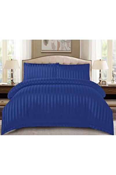 OEM Double Bed Linen, Spring, Damask, Elastic Sheet, 4 Pieces, 2 Persons, Uni, 180x200cm, Navy Blue