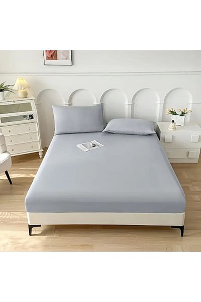 OEM Bed Sheet Set, Uni, 3 Pieces, for 2 People, Microfiber, 160x200cm, Light Gray